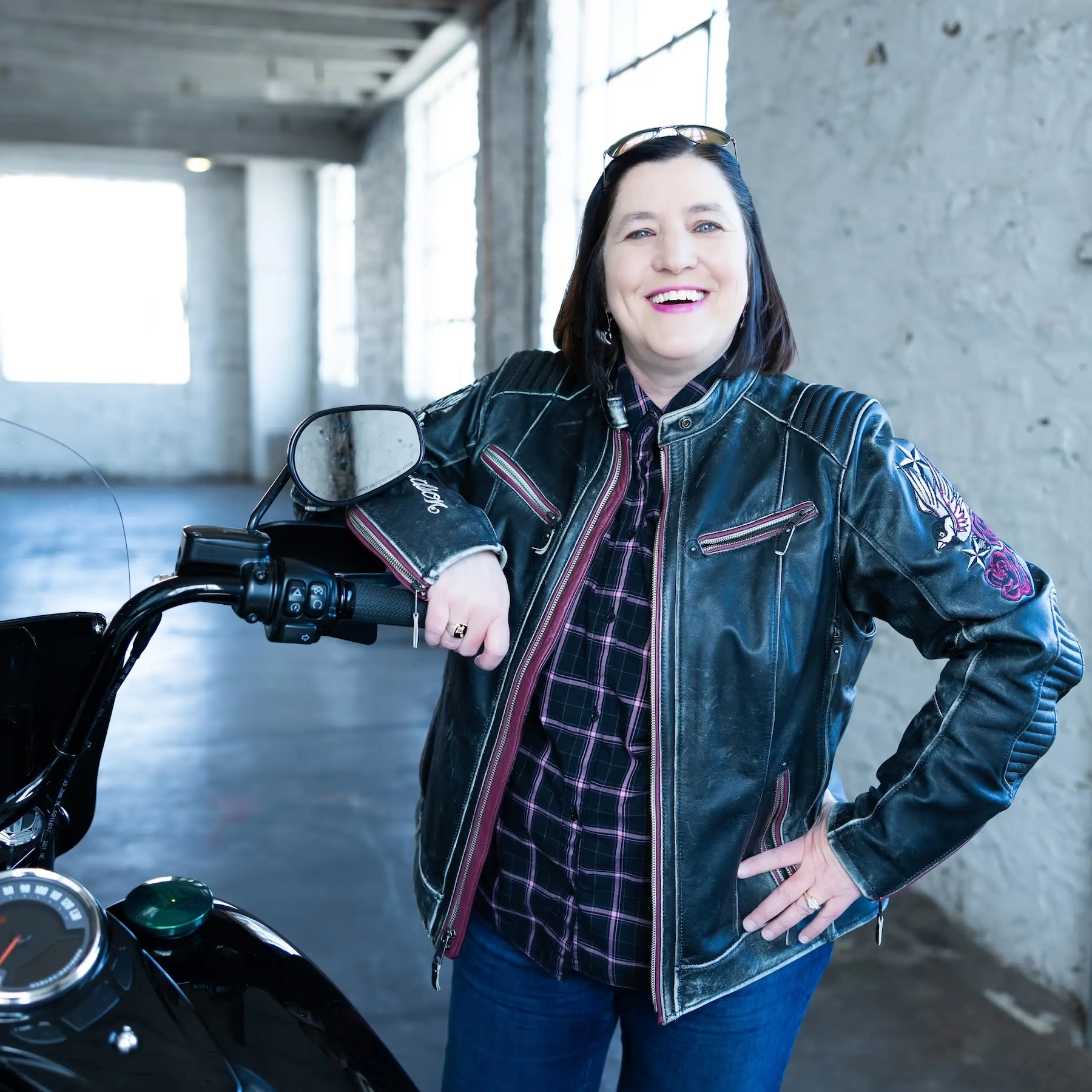 Pam with her motorcycle